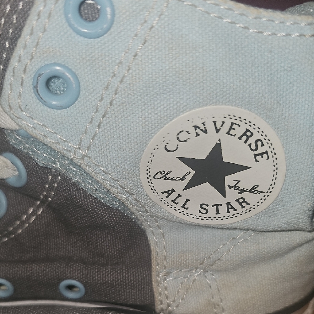 Converse All Star Kids High-Top Sneakers - Light Blue and Gray Size 3 - Picture 3 of 8